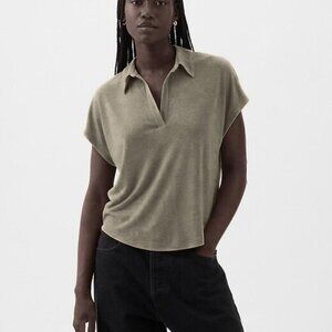 Banana republic organic cotton light brown knit top